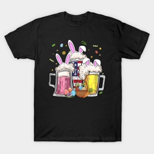 Easter Bunny Beer Egg Drinking Party Amarican Flag T-Shirt